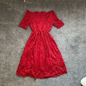 Red lace dress
